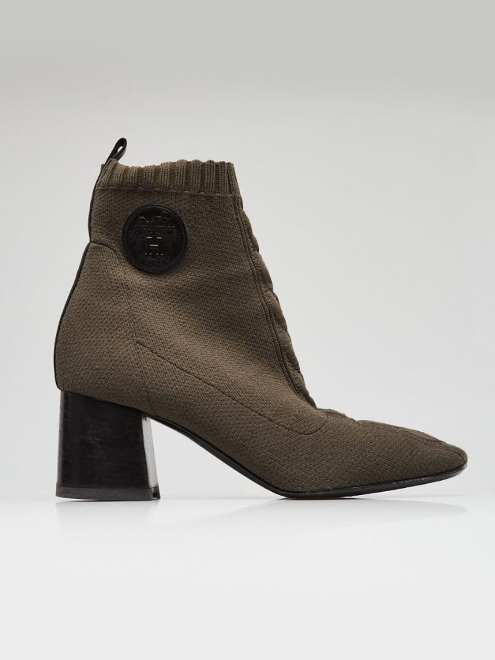 Hermès Green Knit Fabric Volver 60 Ankle Boots Size 37.5 (7 1/2)